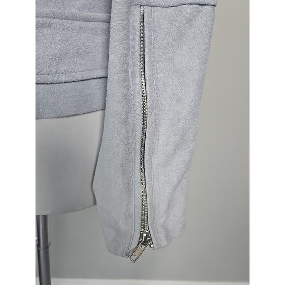 LYSSE Light Blue Zippered Faux Suede Crop Moto Jacket Small - Picture 9 of 9